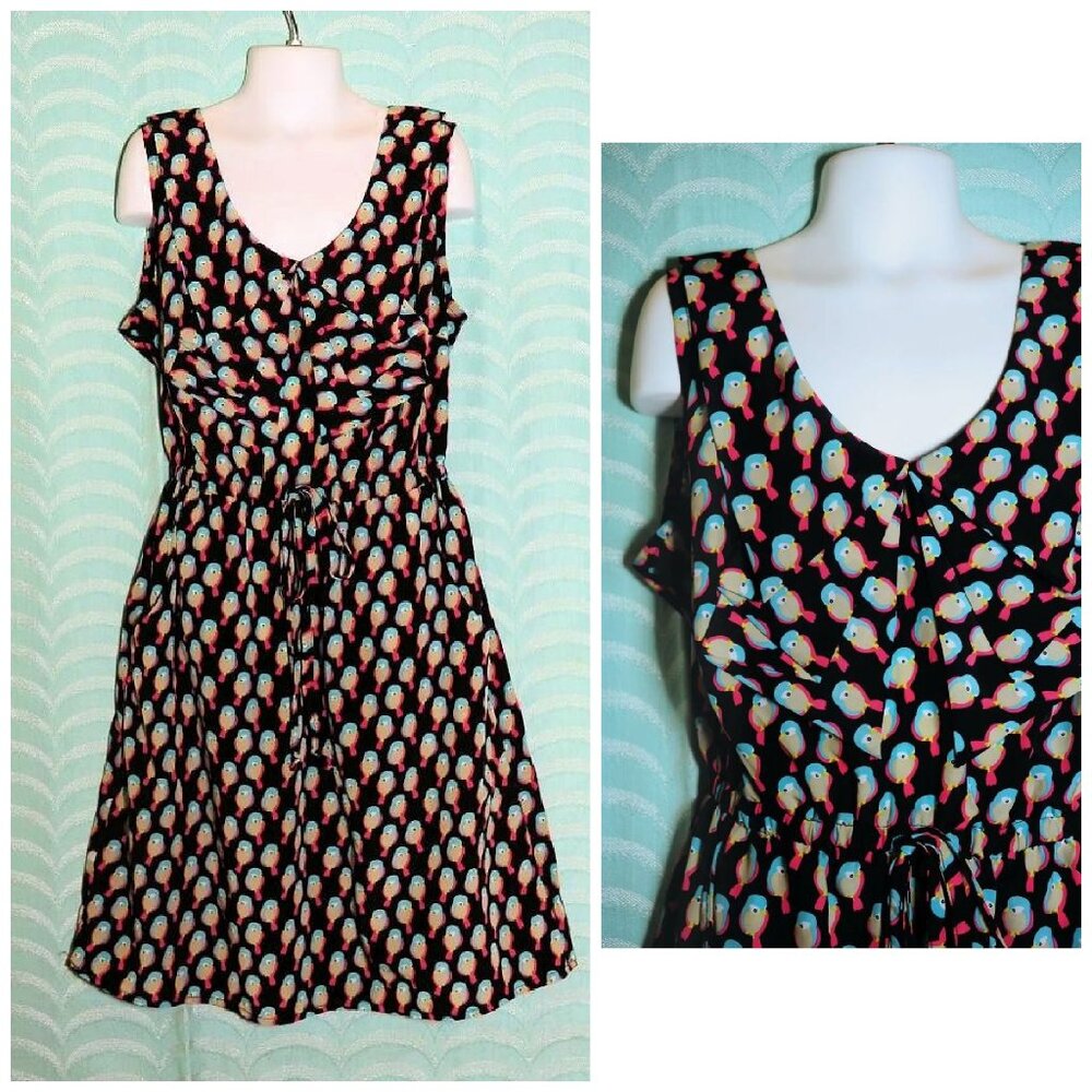 Be Bop Junior Girls Size XS Rayon Sleeveless Dress Deep Scoop Neck Owl Pattern